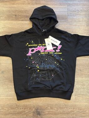 Black worldwide spider hoodie